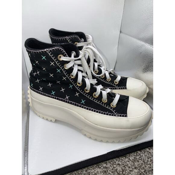 Converse Women’s Size 9 Run Star Hike Hi Stitch Black Metallic Platform Shoes - Picture 4 of 9